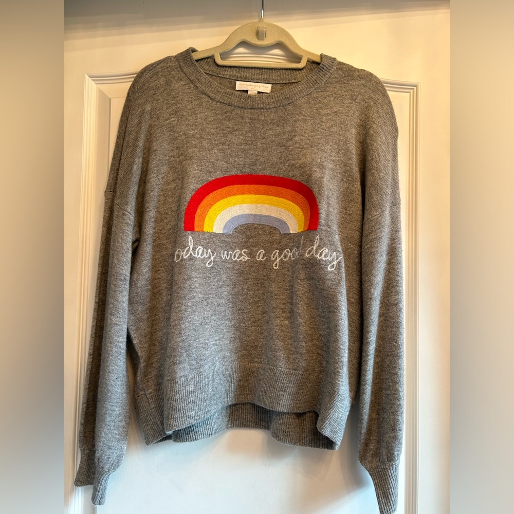 Gray Women's Rainbow Graphic Crewneck Sweater